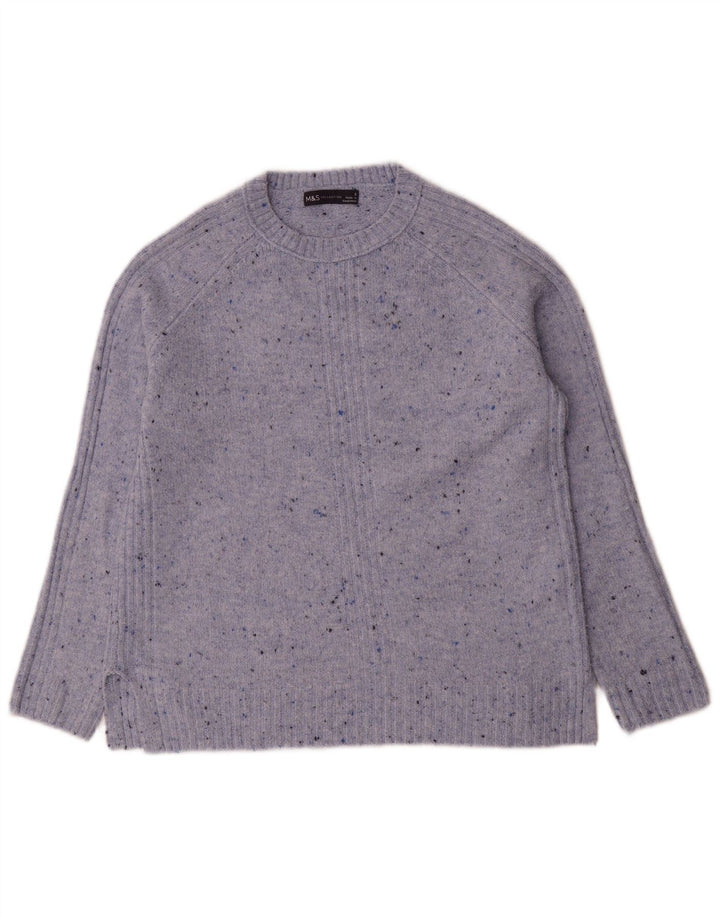 Marks & Spencer Damen-Pullover mit Rundhalsausschnitt, Gr. 10, Größe S, Blau meliert