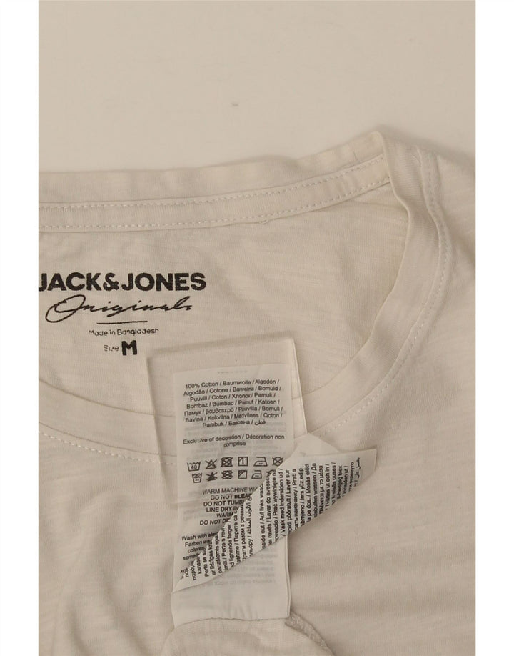 JACK & JONES Herren-T-Shirt-Oberteil aus mittelweißer, geblümter Baumwolle