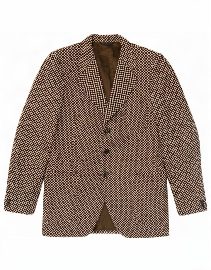 VENTANNI Herren 3-Knopf-Blazerjacke IT 52 XL Braun Geometrisch