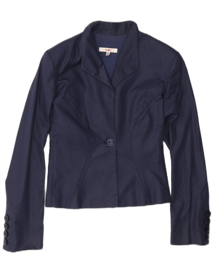 Versace Damen 1-Knopf-Blazerjacke IT 40 Small Marineblaue Baumwolle