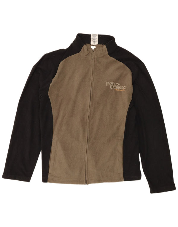 Harley Davidson Herren Fleecejacke UK 38 Medium Khaki Colourblock Polyester