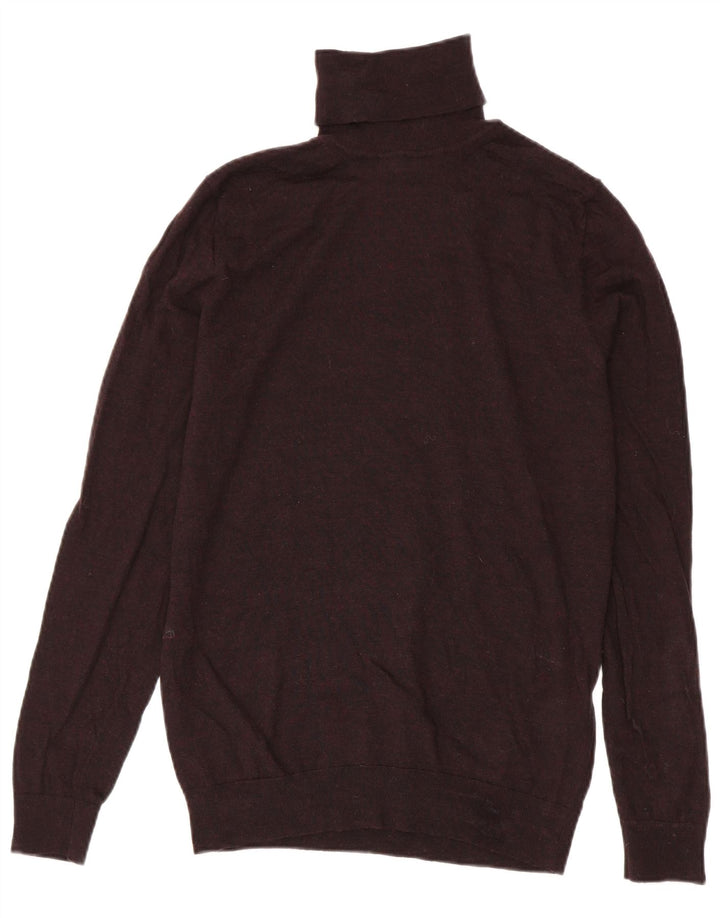 Reiss Herren-Rollkragenpullover aus Wolle in mittlerer Burgunderrotfarbe