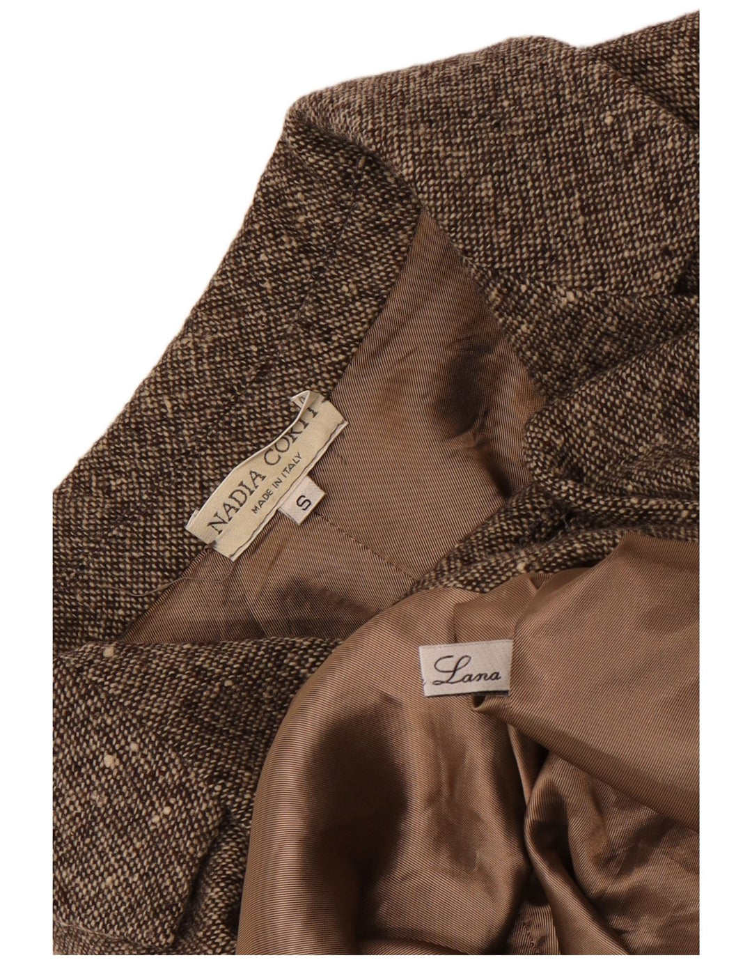 Vintage Damen Mantel UK 10 Kleine beige melierte Wolle