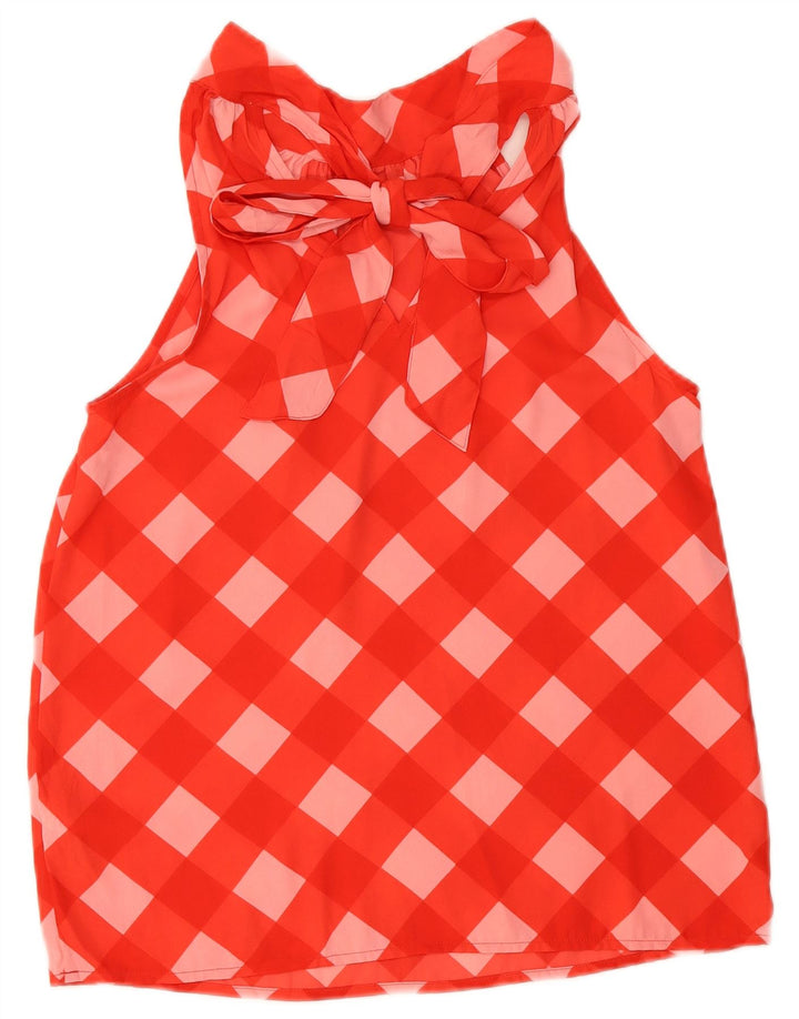 J. Crew Damen Neckholder-Top mit Fliege, US 00 2XS, rotes Gingham-Polyester