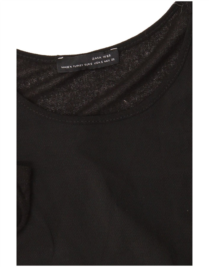 Zara Damen Langarm-Maxikleid UK 10 Small Schwarz