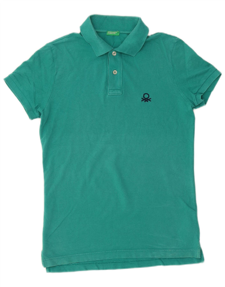 BENETTON Herren-Poloshirt aus mittelgrüner Baumwolle