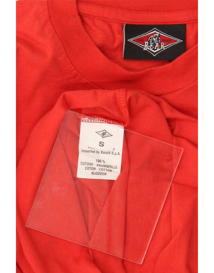 Bear Herren-Oberteil mit Grafik, langärmlig, klein, aus roter Baumwolle