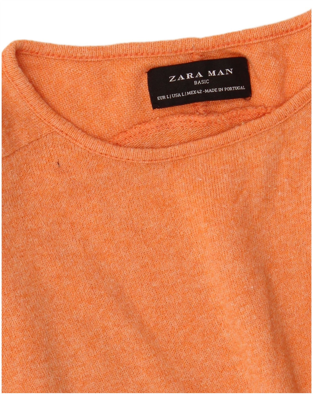 Zara Herren-Pullover mit Rundhalsausschnitt, Größe L, Orange