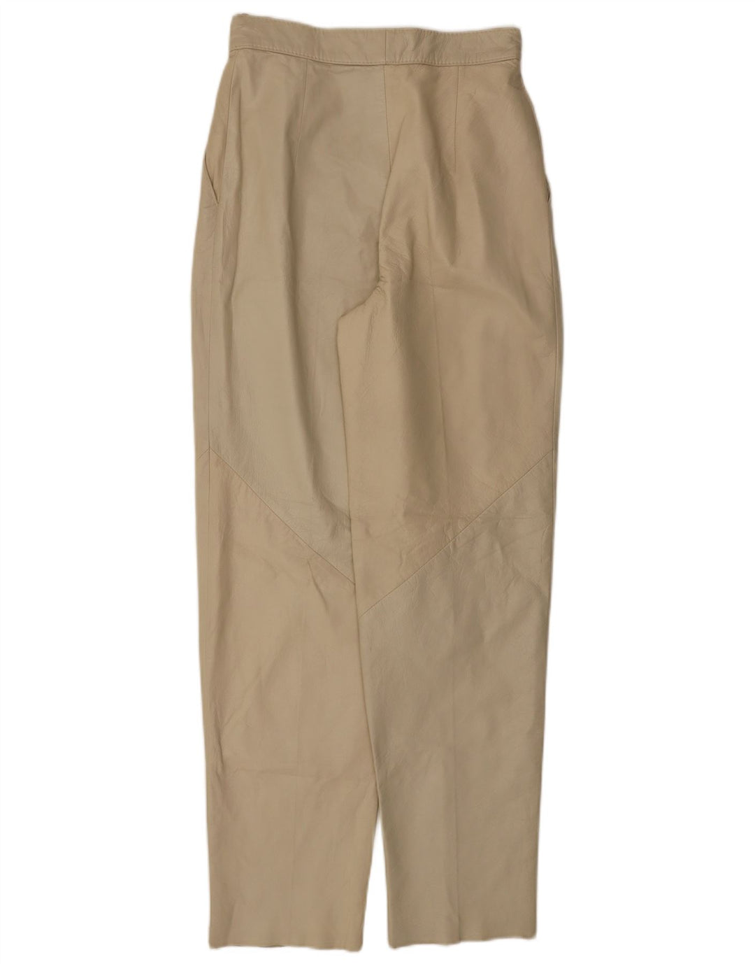 VINTAGE Damen Tapered Lederhose W26 L30 Beige