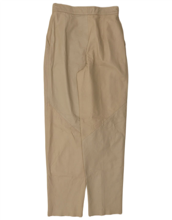 VINTAGE Damen Tapered Lederhose W26 L30 Beige