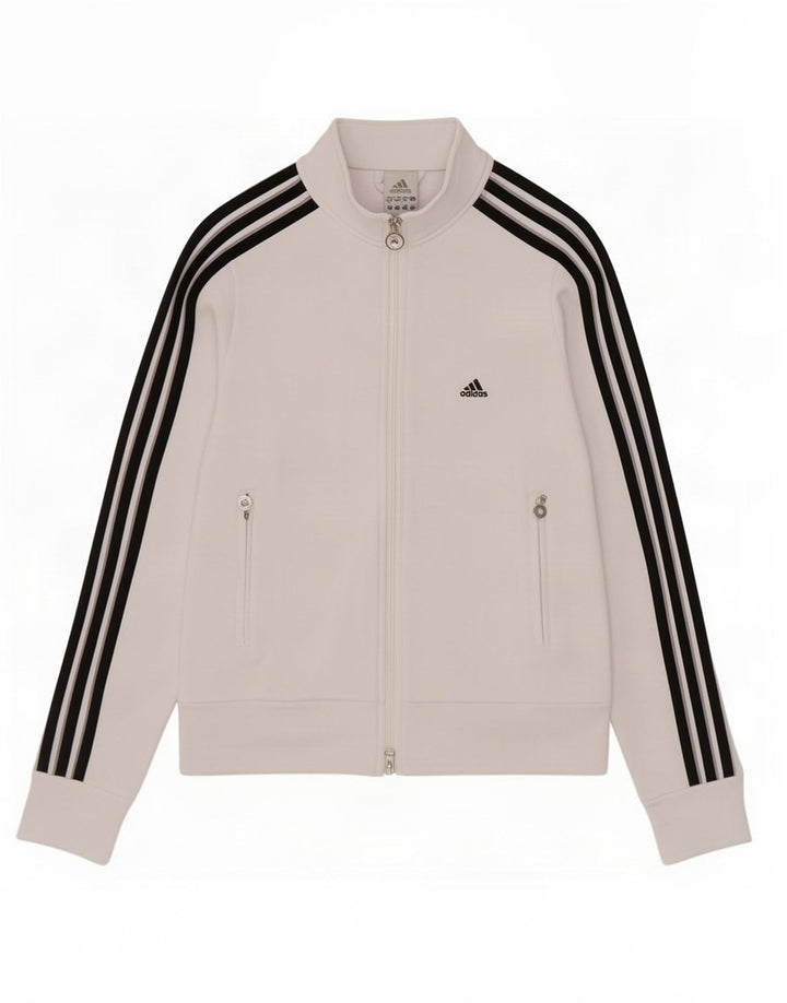 Adidas Damen Trainingsanzug Top Jacke UK 10 Small Weiß Polyester