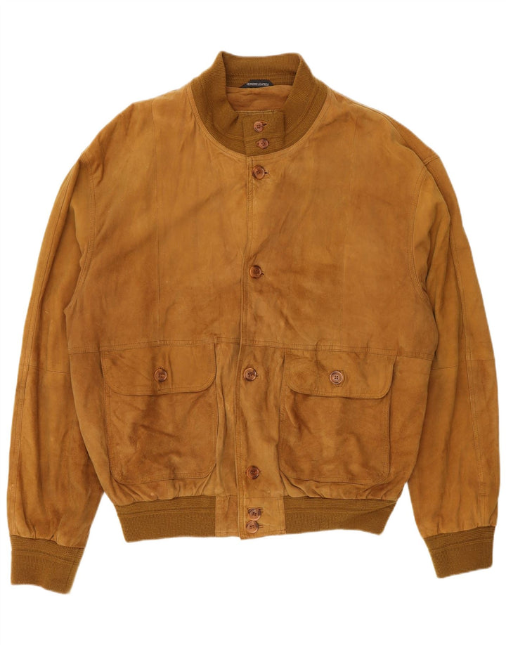 Vintage Herren Wildleder Bomberjacke IT 54 2XL Beige Leder