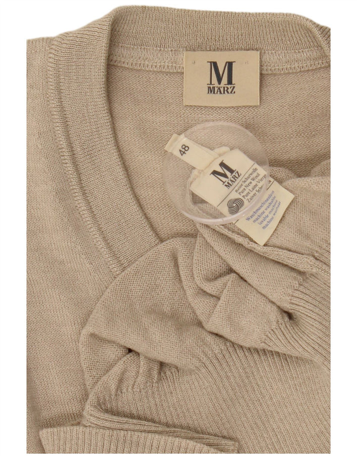 Marz Herren-Pullover mit V-Ausschnitt IT 48 Mittelbeige Wolle
