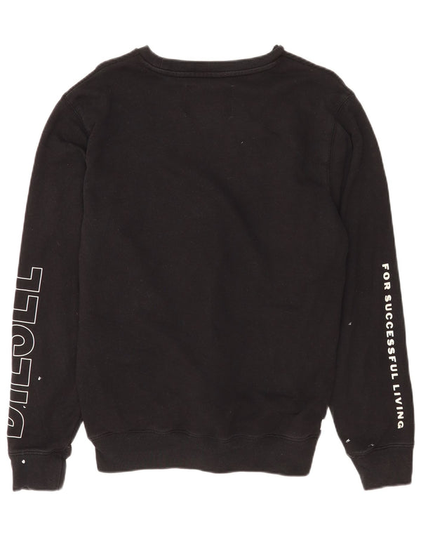 Diesel Womens Graphic Sweatshirt Pullover UK 14 Mittelschwarze Baumwolle