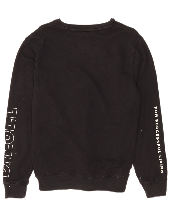 Diesel Womens Graphic Sweatshirt Pullover UK 14 Mittelschwarze Baumwolle