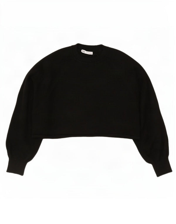 Zara Damen Crop-Oversize-Blusenoberteil UK 14 Medium Schwarz