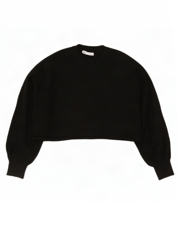 Zara Damen Crop-Oversize-Blusenoberteil UK 14 Medium Schwarz