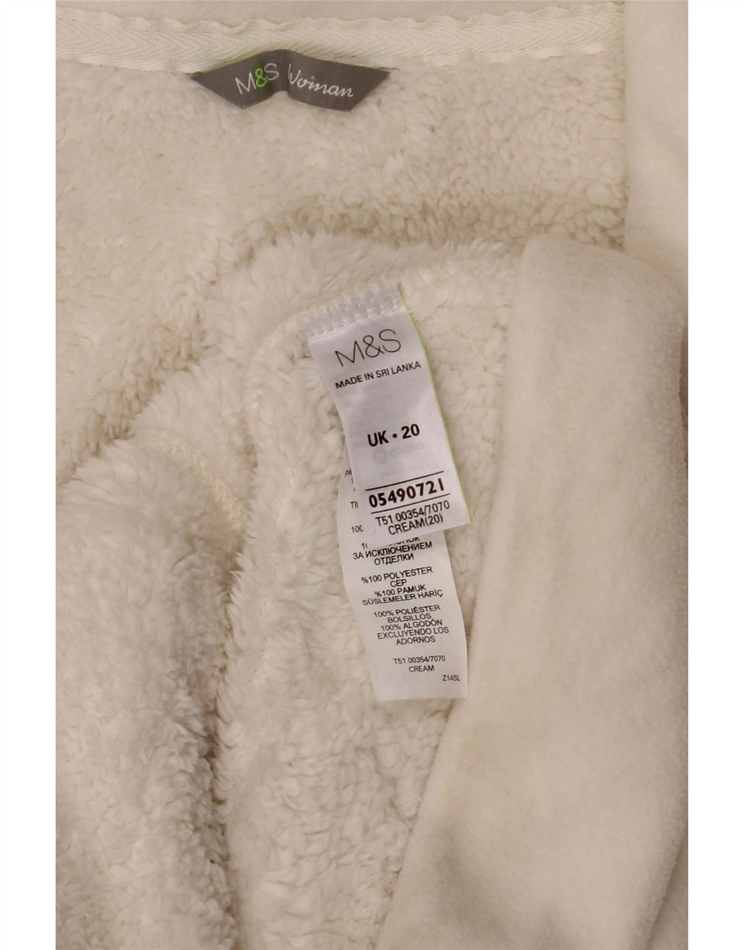 Marks & Spencer Damen Fleecejacke UK 20 2XL Weiße Baumwolle