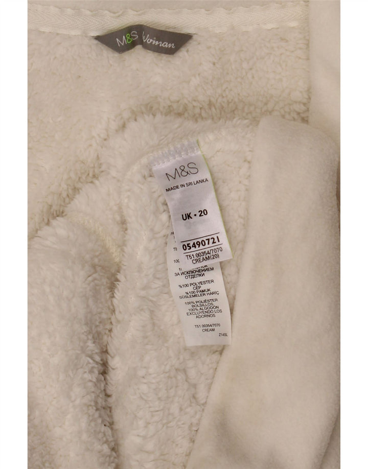 Marks & Spencer Damen Fleecejacke UK 20 2XL Weiße Baumwolle