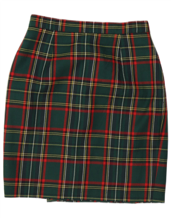 Vintage Damen Bleistiftrock W28 Mittelgrün kariert