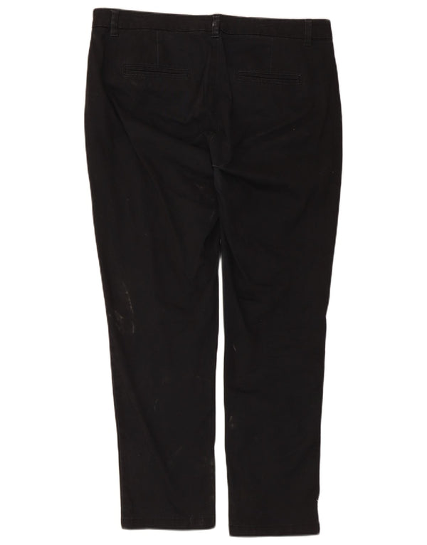 Benetton Damen Tapered Chinohose UK 14 Large W34 L27 Schwarze Baumwolle