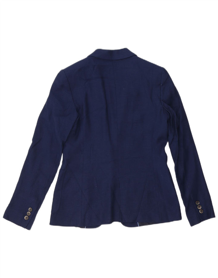 Massimo Dutti Damen 1-Knopf-Blazerjacke EU 38 Mittelmarineblaue Viskose