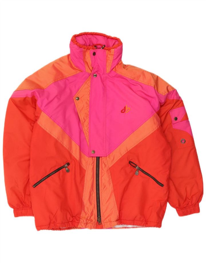 Vintage Herren-Skijacke mit Kapuze, Größe 46, klein, mehrfarbig, Farbblock