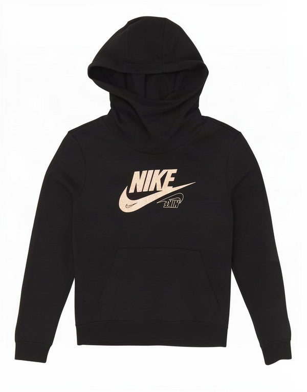 Nike Womens Graphic Oversized Hoodie Pullover UK 10 Small Schwarze Baumwolle