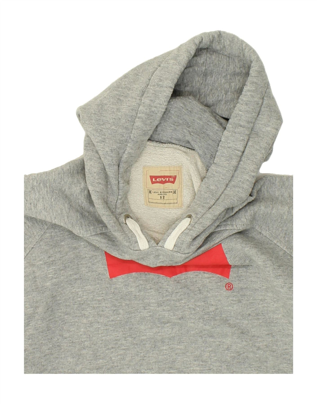 LEVI'S Boys Graphic Hoodie Jumper 11-12 Years Grey Cotton Vintage Levi's and Second-Hand Levi's from Messina Hembry 