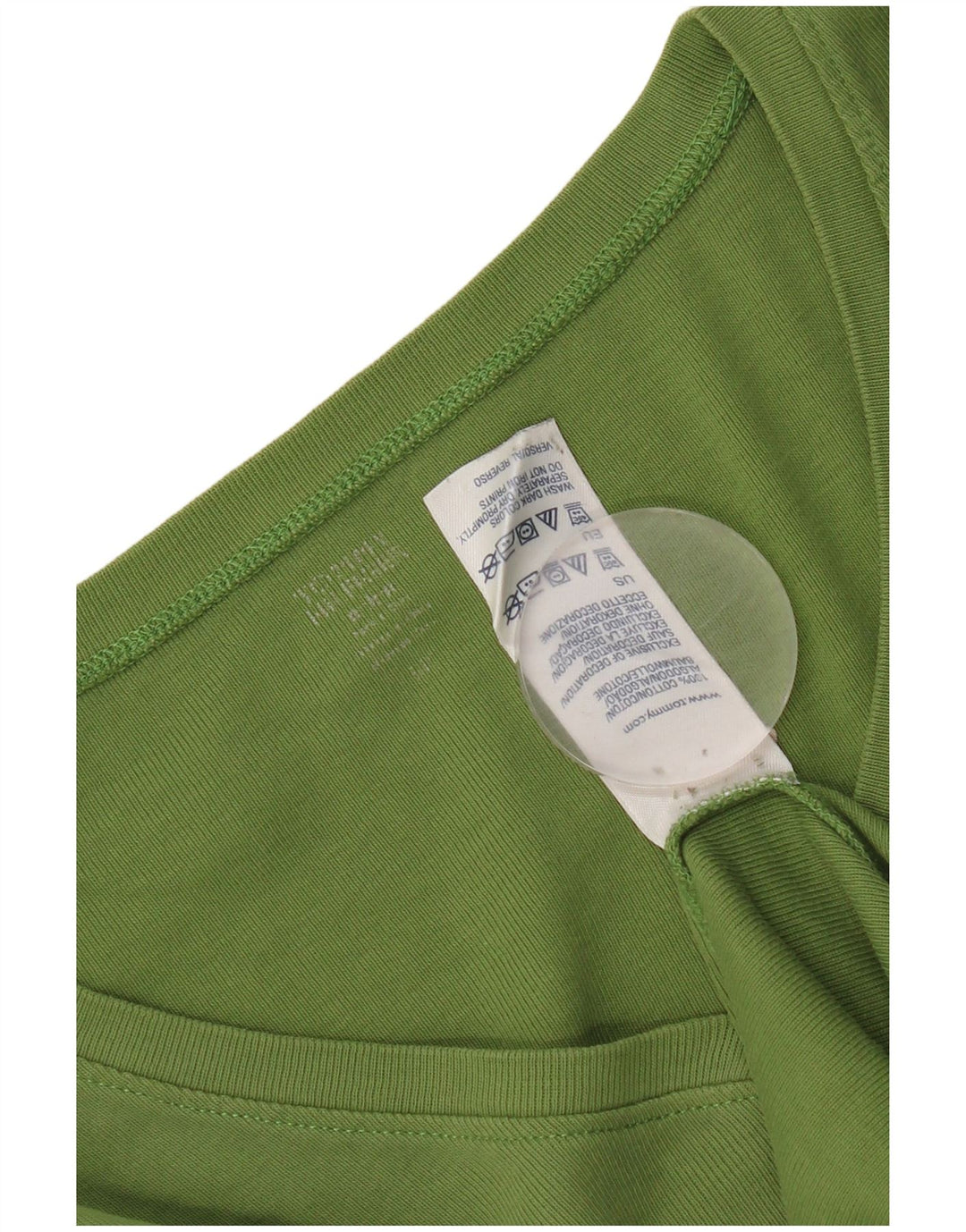 Tommy Hilfiger Damen Top Langarm UK 12 Mittelgrüne Baumwolle