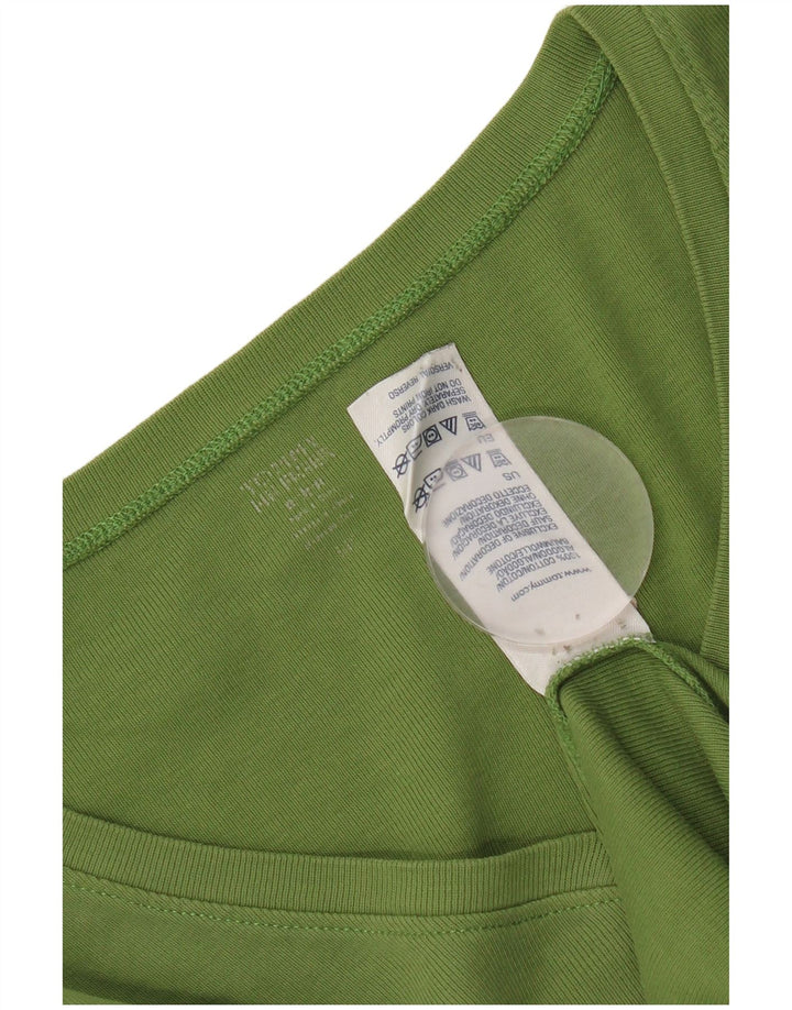 Tommy Hilfiger Damen Top Langarm UK 12 Mittelgrüne Baumwolle