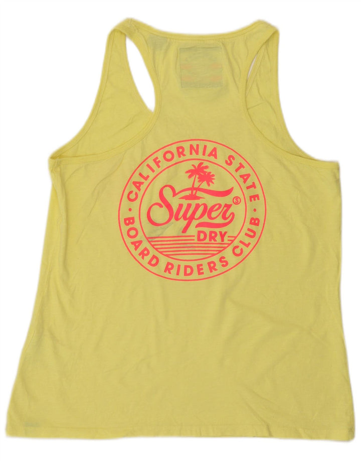 Superdry Damen Grafik-Trägershirt UK 12 Mittelgelbe Baumwolle
