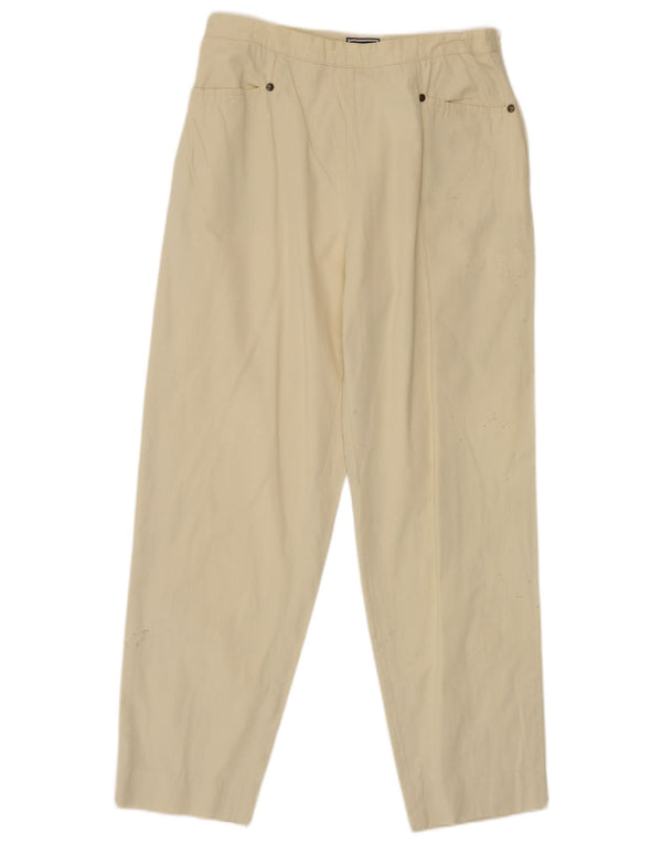 Luisa Spagnoli Damen Freizeithose mit hoher Taille IT 46 Large W28 L27 Beige