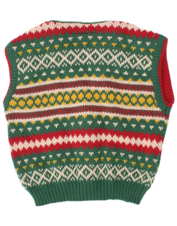 Bhs Ärmelloser Strickjacke für Jungen, 2–3 Jahre, grünes Fair-Isle-Acryl