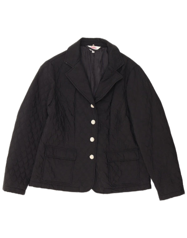 Cherie Damen-Blazer mit 4 Knöpfen, gesteppt, IT 46, Größe L, Schwarz, Baumwolle