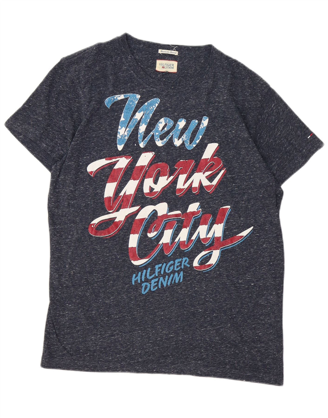 Tommy Hilfiger Herren-T-Shirt mit Grafik, Mittelgroßes marineblau meliertes Polyester