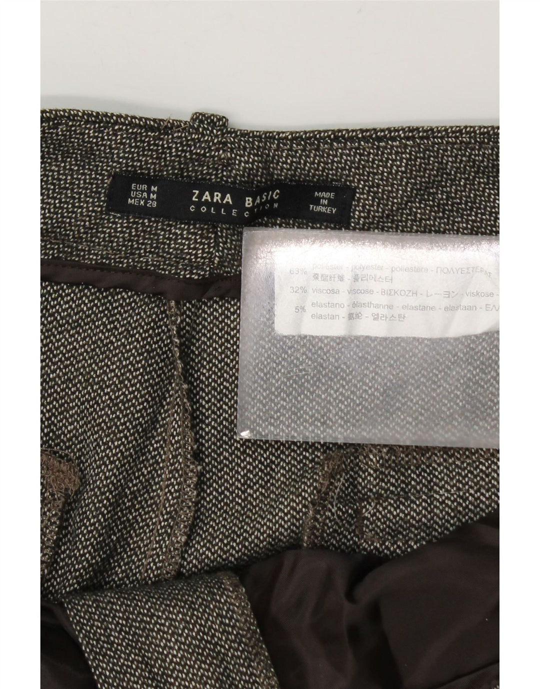 Zara Damen Crop Suit Hose Medium W28 L24 Khaki Polyester