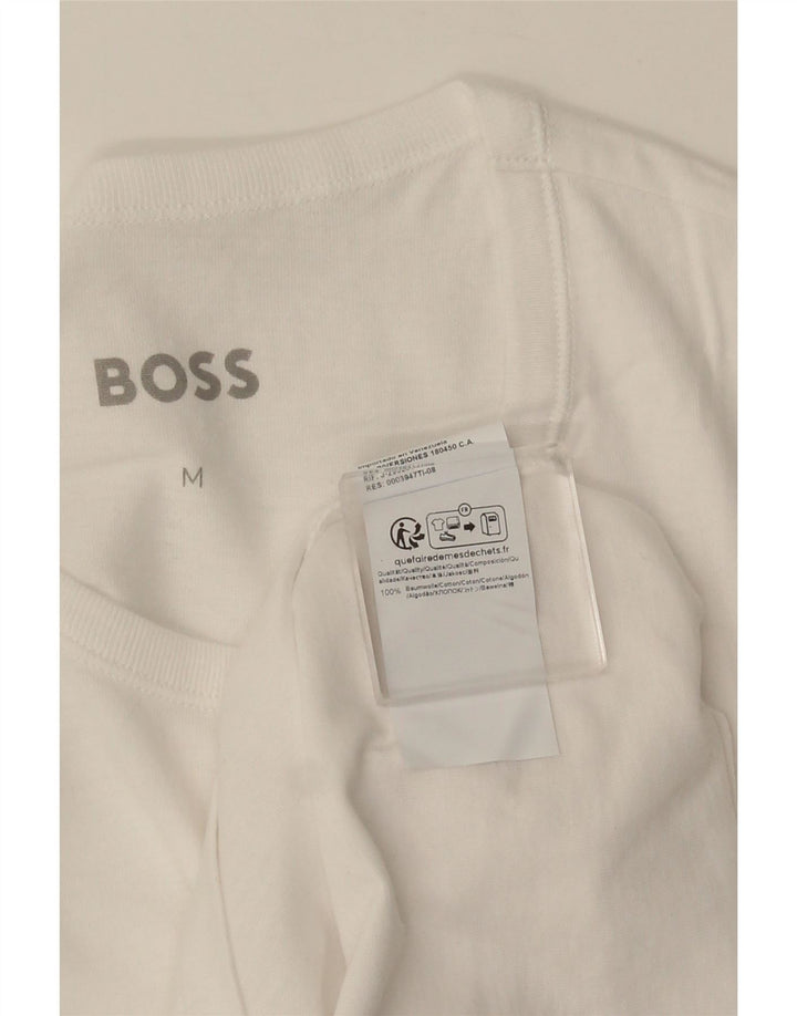 HUGO BOSS Herren T-Shirt Top aus mittelweißer Baumwolle