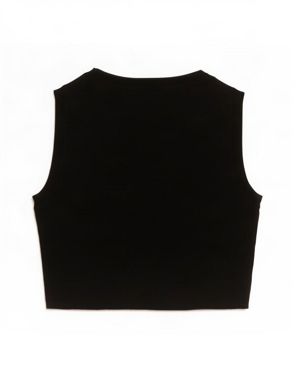 Zara Damen Crop Vest Top UK 8 Small Schwarze Viskose