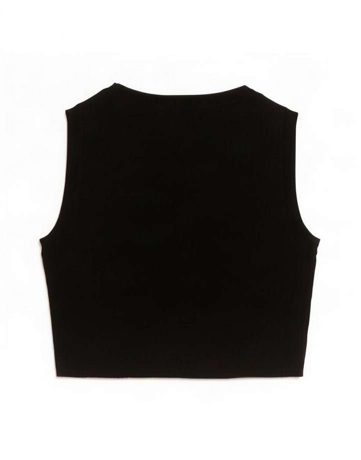 Zara Damen Crop Vest Top UK 8 Small Schwarze Viskose