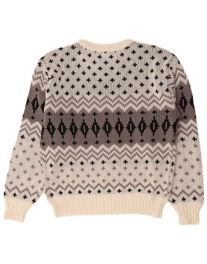 C&A Herren-Pullover mit Rundhalsausschnitt, EU 48/50, Mittelweiß, Fair Isle