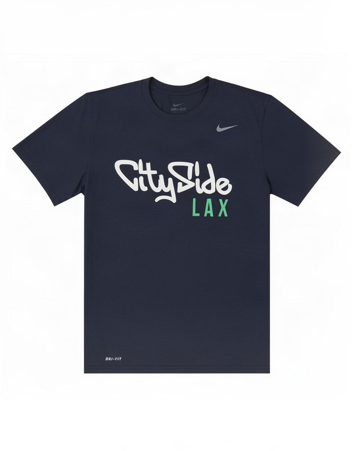 Nike Herren Dri Fit Grafik-T-Shirt-Oberteil Mittelmarineblaues Polyester