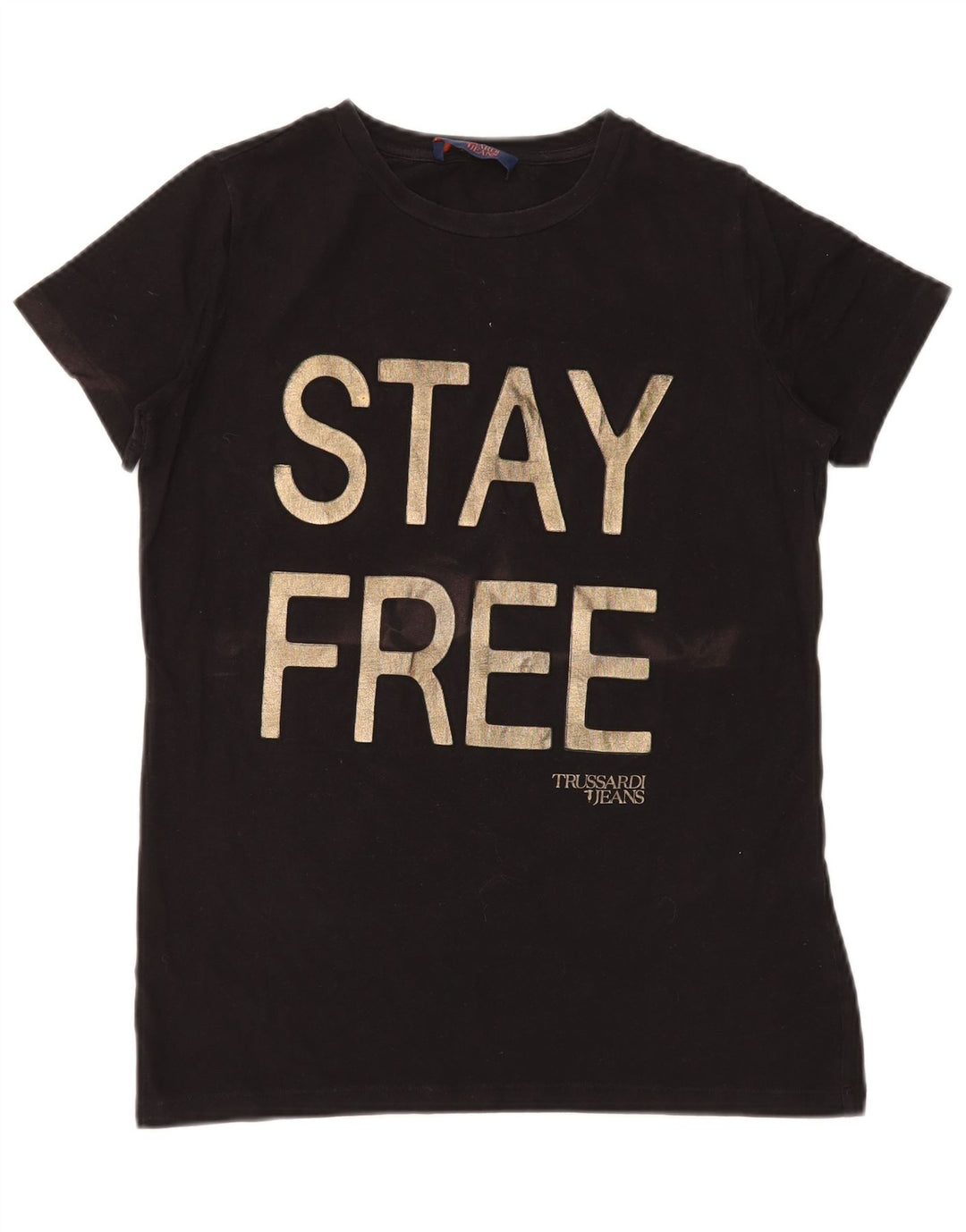 Trussardi Jeans Damen Grafik-T-Shirt-Oberteil UK 14 Medium Schwarz