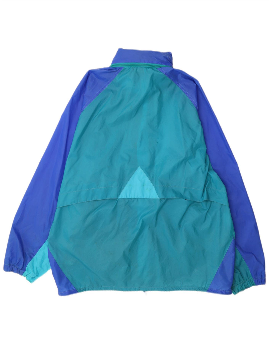 K-Way Herren-Regenjacke mit Kapuze, UK 42, XL, blaues Colourblock-Polyamid