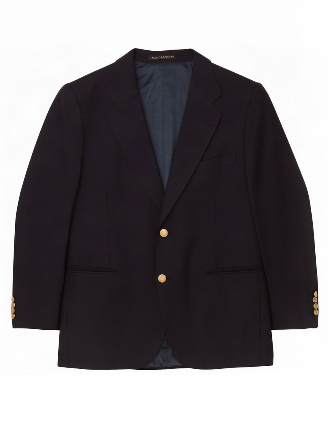 Marks & Spencer Herren-Blazer, kurz, 2 Knöpfe, groß, marineblau, Wolle
