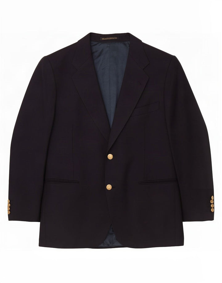 Marks & Spencer Herren-Blazer, kurz, 2 Knöpfe, groß, marineblau, Wolle
