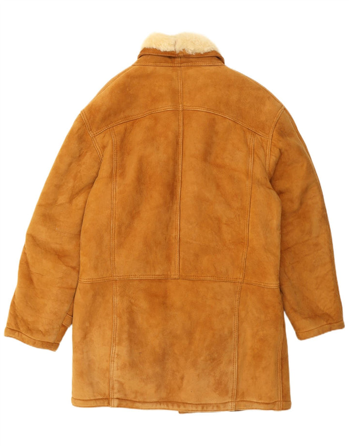 Vintage Herren Shearling Overcoat UK 40 Großer Beige Shearling