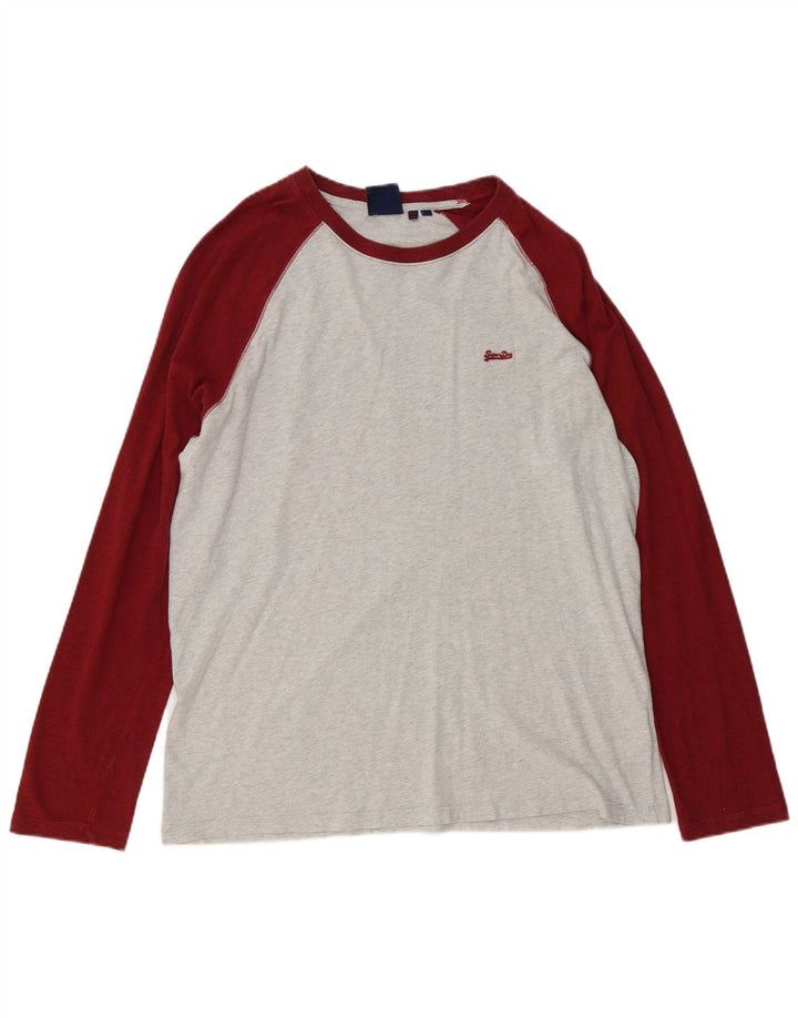 Superdry Herren-Oberteil, langärmelig, 2XL, Grau, Colourblock-Baumwolle