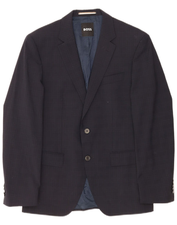 Hugo Boss Herren-Blazer mit 2 Knöpfen, EU 48, mittelmarineblau, kariert, klassisch