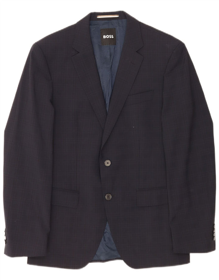 Hugo Boss Herren-Blazer mit 2 Knöpfen, EU 48, mittelmarineblau, kariert, klassisch